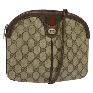 Authentic GUCCI GG Supreme Web Sherry Line Bag PVC Beige Gold 904 02 047